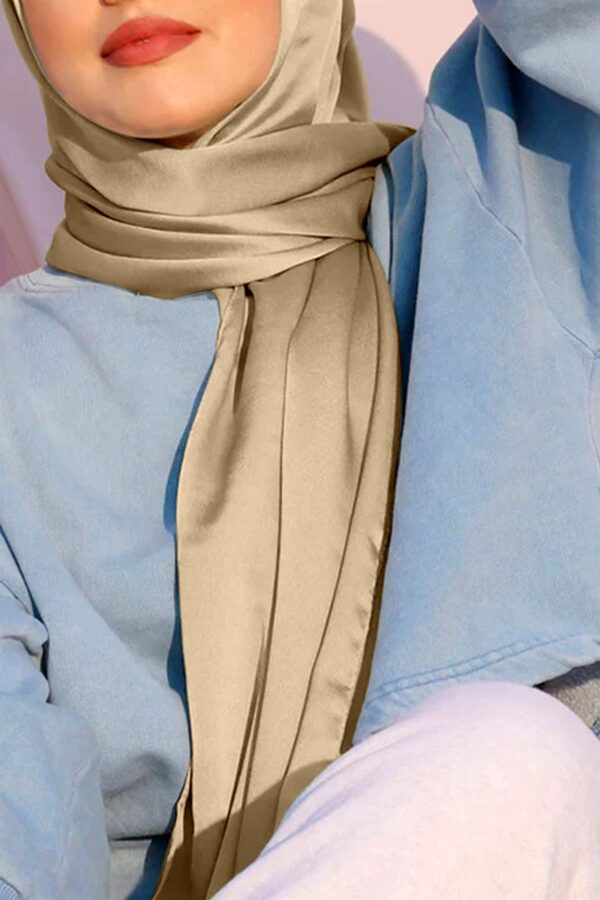 Crinckle Silk Hijab - Sand - Image 2