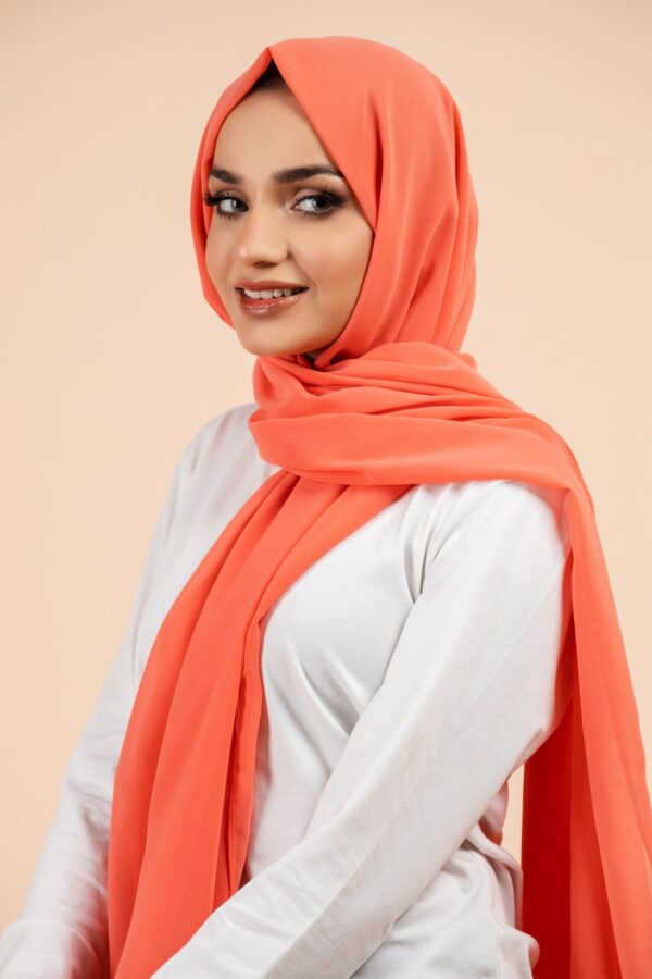 Premium Georgette - Neon Peach