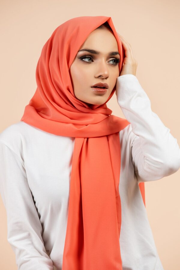 Premium Georgette - Neon Peach - Image 2