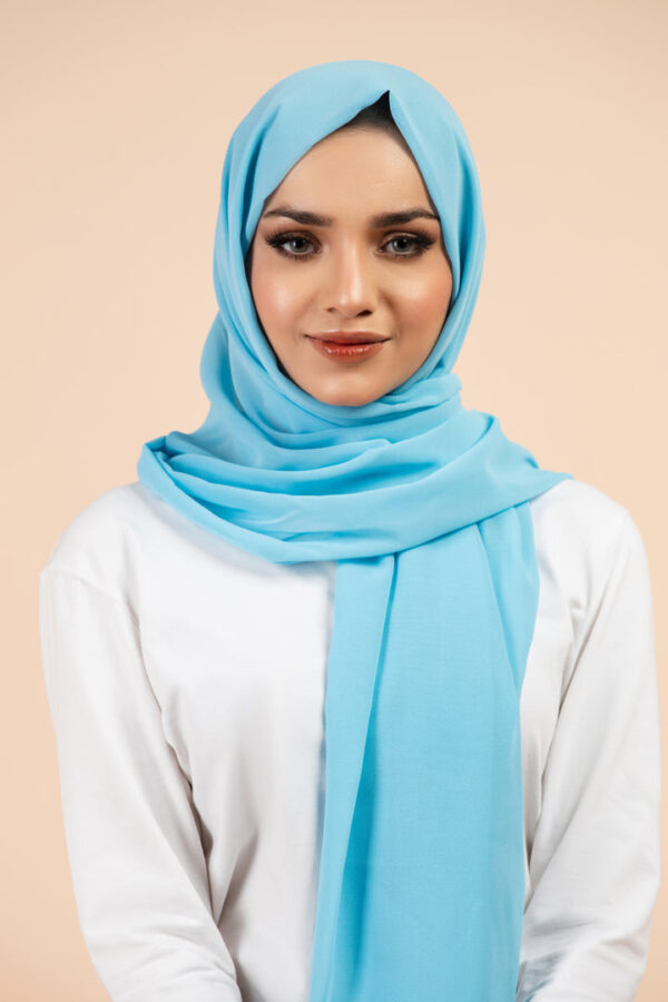 Premium Georgette - Pacific Blue