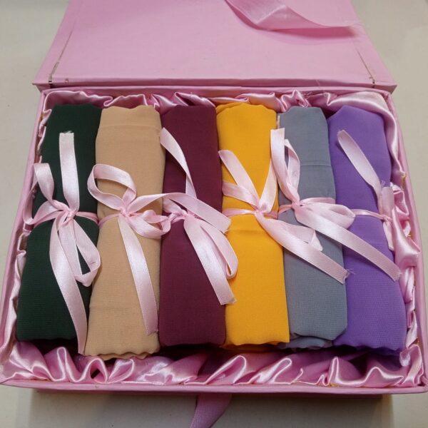 Premium Georgette - Pack of 6 Hijabs + 25 Bulb Pin Free (Random Colors) - Image 2