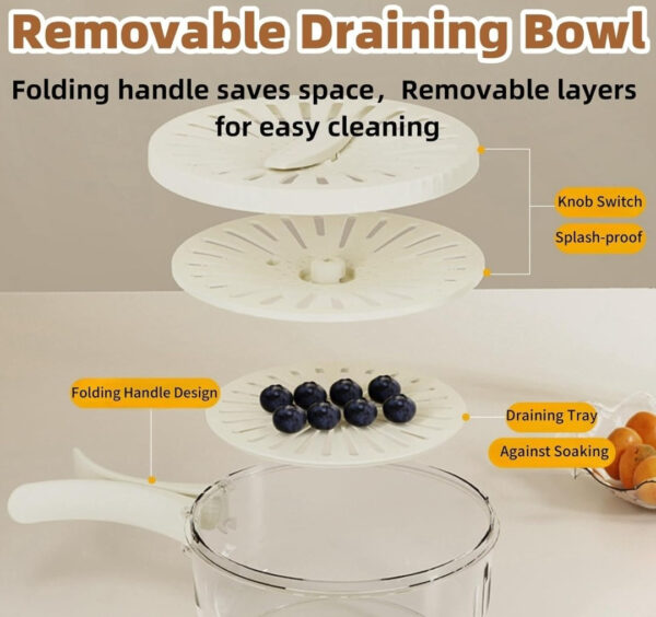 2 in 1 Multifunctional Drainer and Strainer, Draining Basket with Lid