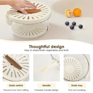 2 in 1 Multifunctional Drainer and Strainer, Draining Basket with Lid