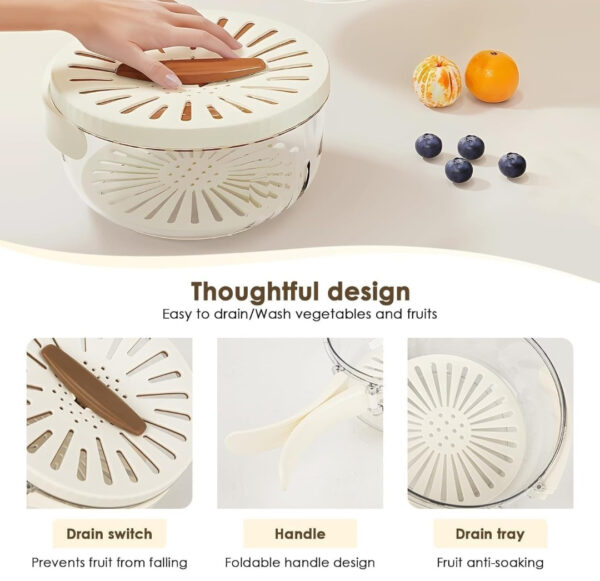 2 in 1 Multifunctional Drainer and Strainer, Draining Basket with Lid