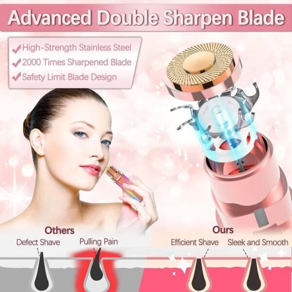 2 in 1 Electric Eyebrow Trimmer and Shaver – Rechargeable Painless Hair Remover with LED Light