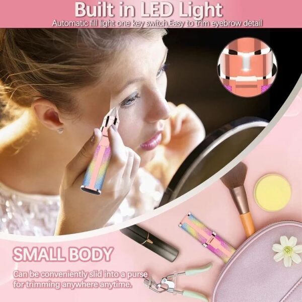 2 in 1 Electric Eyebrow Trimmer and Shaver – Rechargeable Painless Hair Remover with LED Light