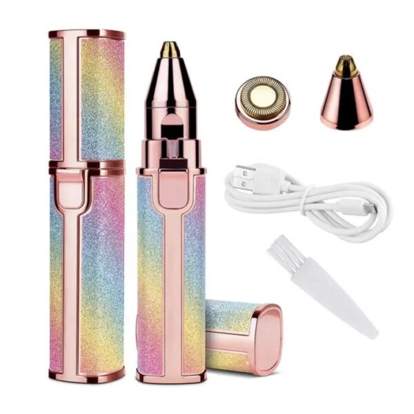 2 in 1 Electric Eyebrow Trimmer and Shaver – Rechargeable Painless Hair Remover with LED Light