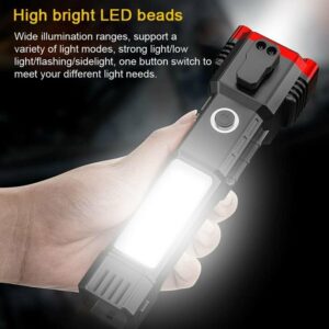 Versatile High Power LED Flashlight – Focus Light, Power Bank & Window Hammer